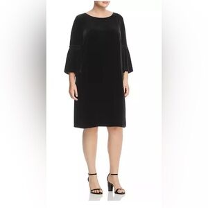 Lafayette 148 New York Black Velvet Bell Sleeve Dress.